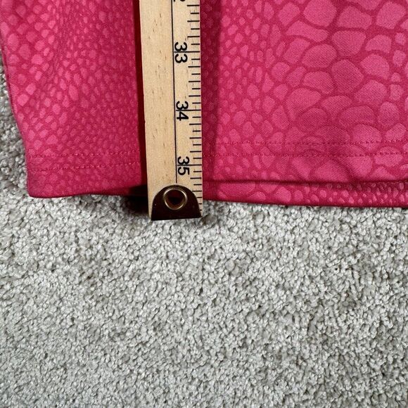 Samuel Dong Pink Crocodile Print Peplum Ruffle Dress‎ Small Sleeveless Sheath - Picture 7 of 12